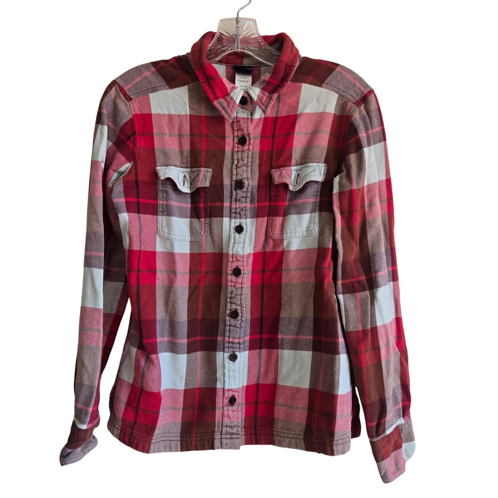 Patagonia 8 Button Down Flannel Women Red Plaid Excellent Organic Cotton 53915